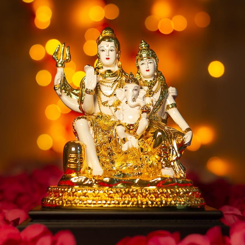 Handcrafted White & Golden Shiv Parivar