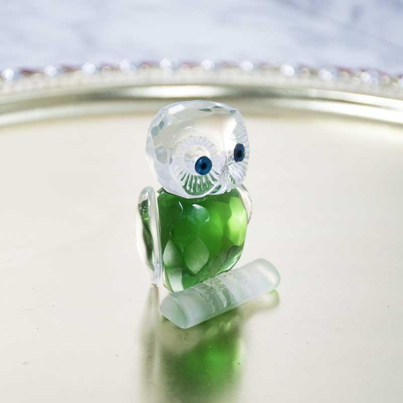 Green Crystal Owl Figurine Paperweight Table Centerpiece Home D ecor