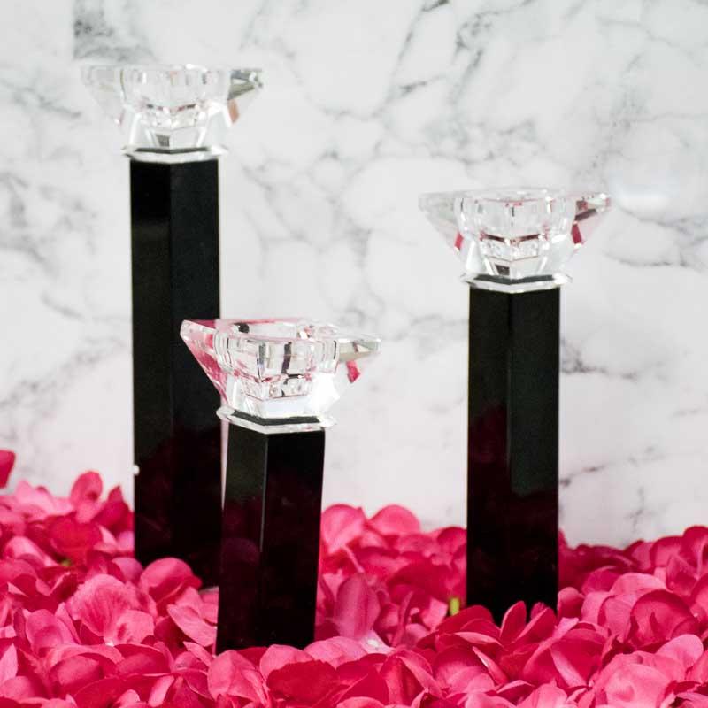 Handcrafted Black White Glass Designer Pillar Candle Holder