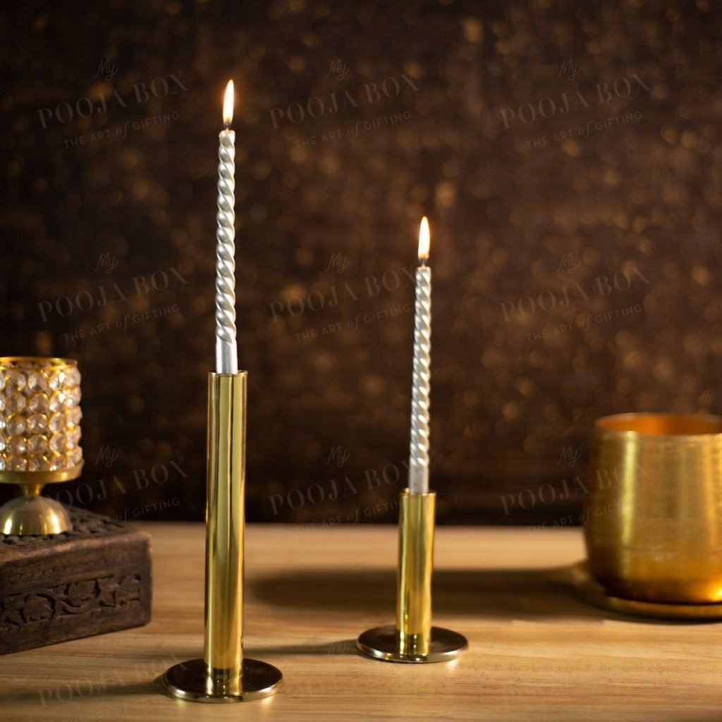Alaia Brass Candle Stands (Set Of 2)