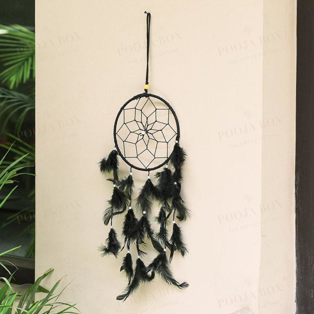 Handmade Black Dream Catcher Wall Hanging