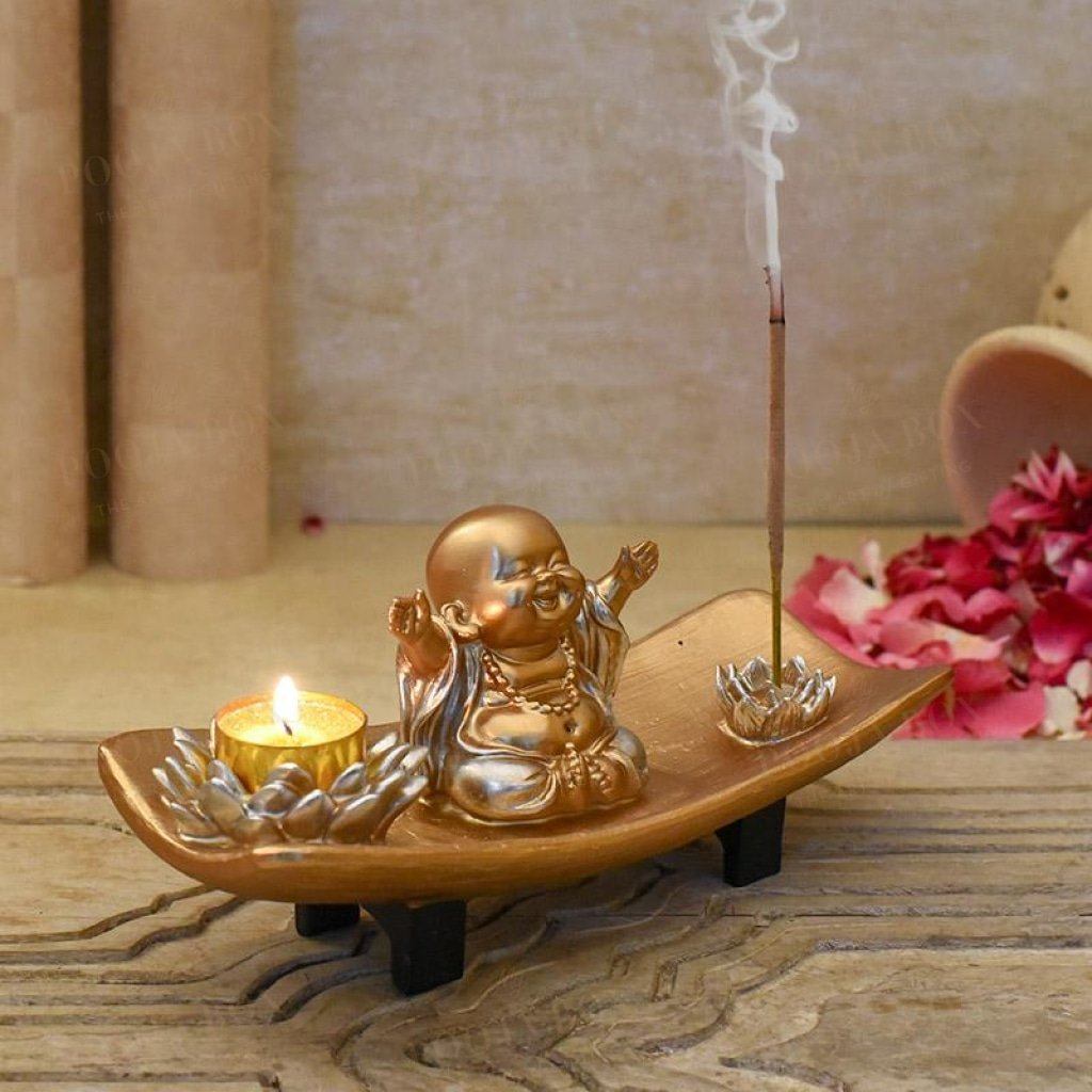 Joyful Baby Monk T-Light & Incense Holder