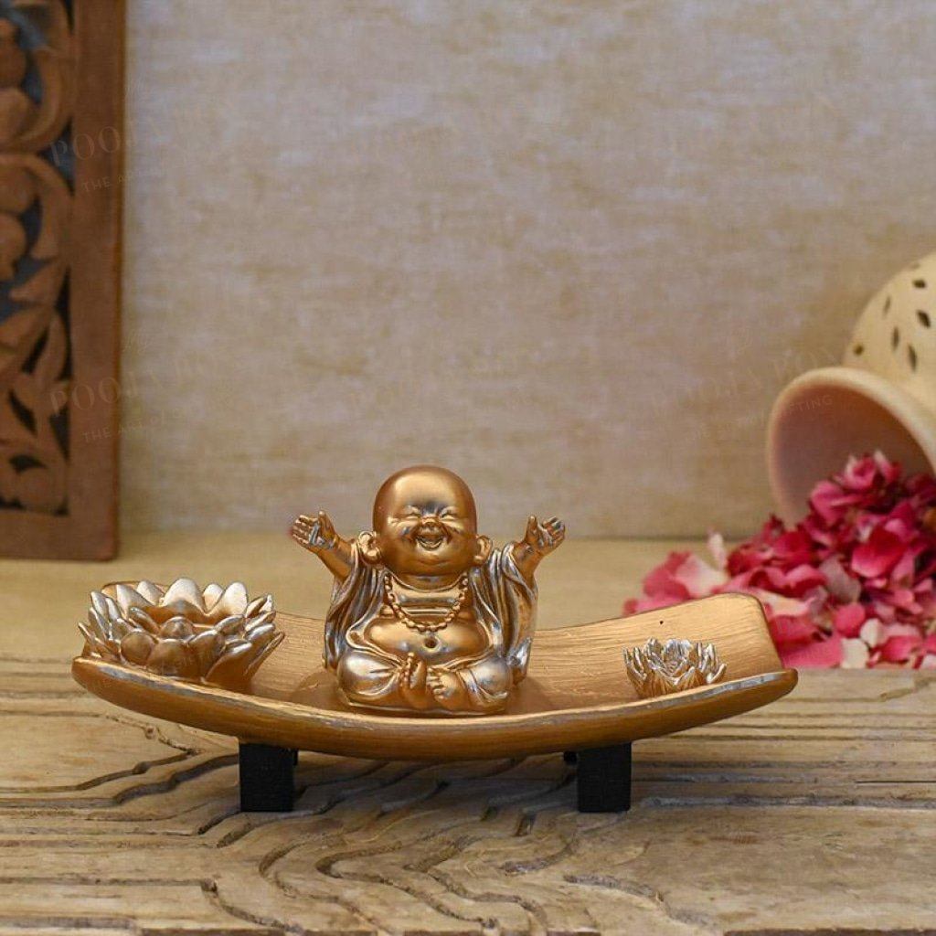Joyful Baby Monk T-Light & Incense Holder