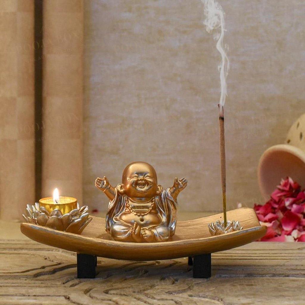 Joyful Baby Monk T-Light & Incense Holder