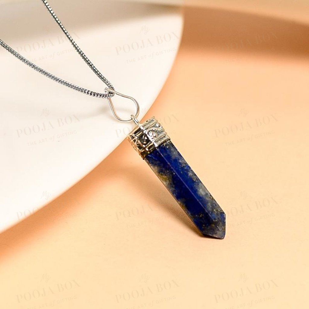 Lapis Lazuli Pencil Pendant Necklace for Wisdom