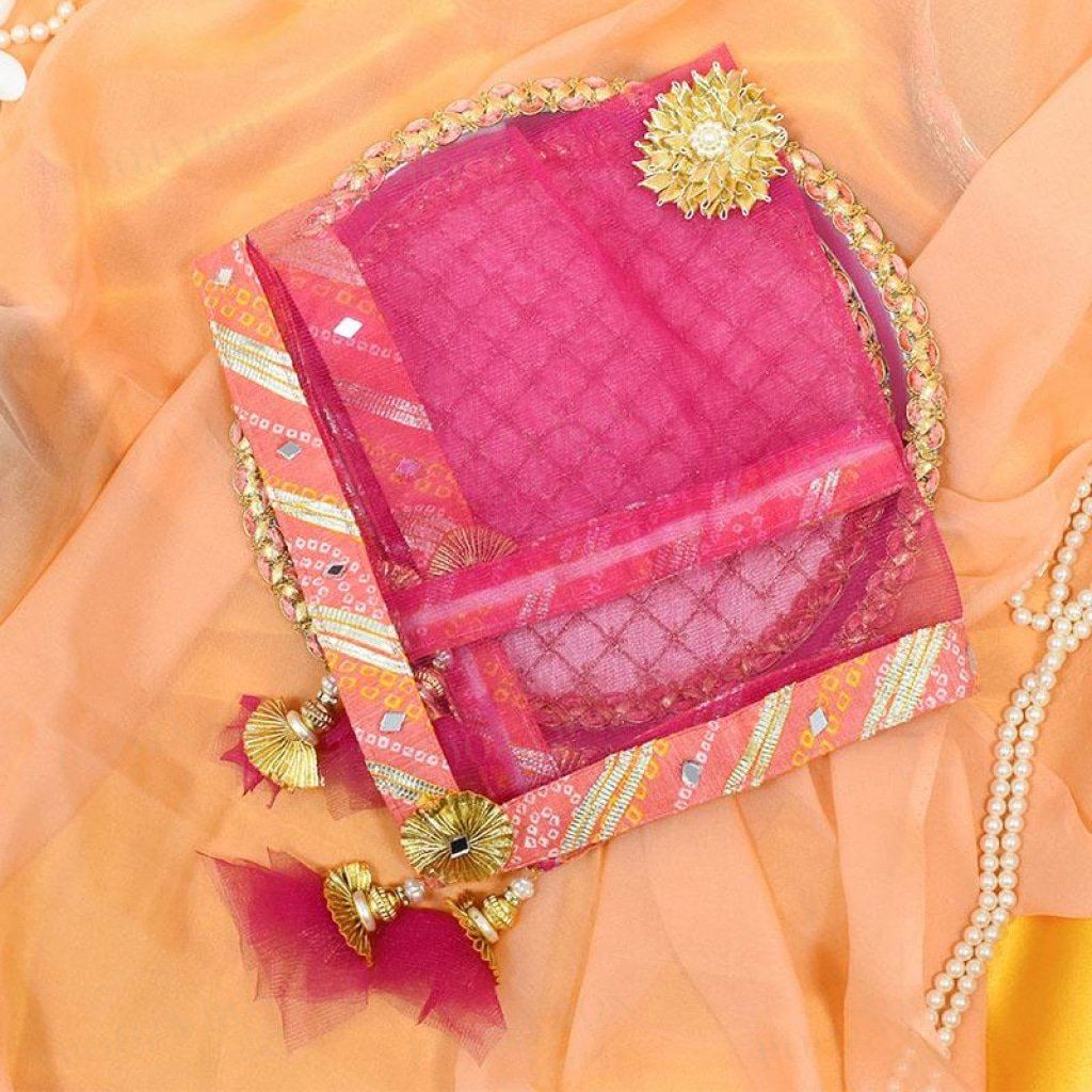 Pastel Rani Jaipuri Thali Cover Pink