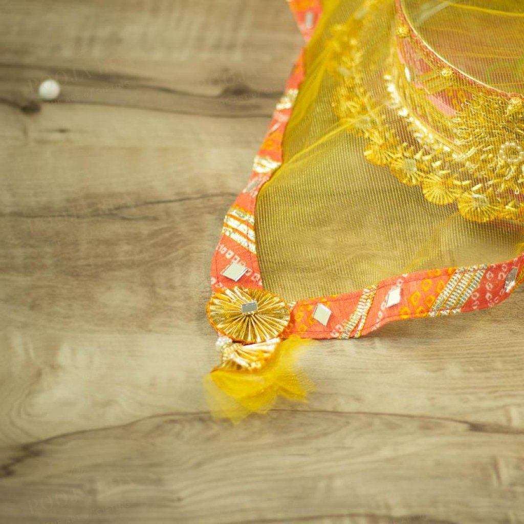 Pastel Yellow Jaipuri Thali Cover Karwa Chauth