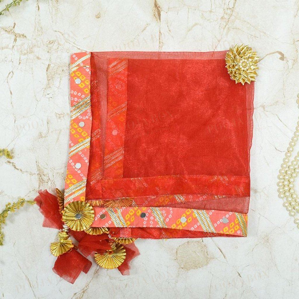 Scarlet Red & Peach Thali Cover