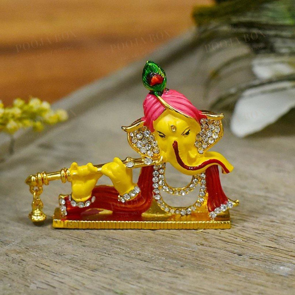 Silver Studded Ganesh Dashboard Idol Idol