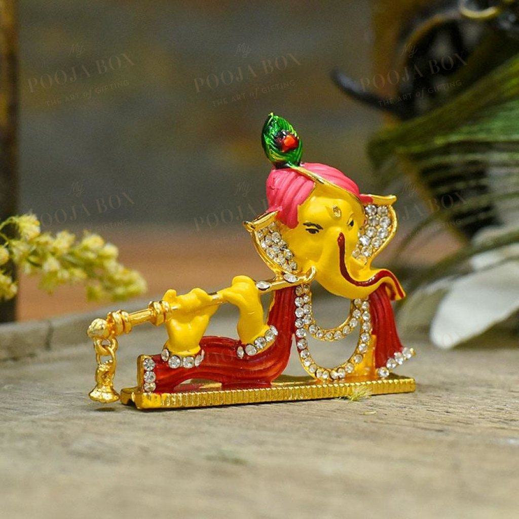 Silver Studded Ganesh Dashboard Idol Idol