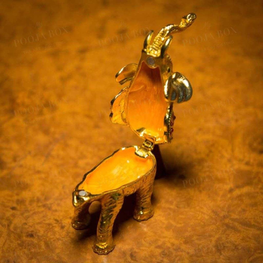 Stone Studded Metal Elephant Showpiece Home Decor