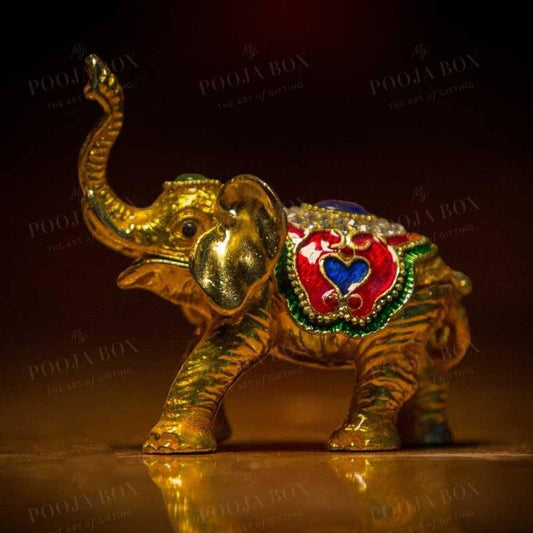 Stone Studded Metal Elephant Showpiece Home Decor