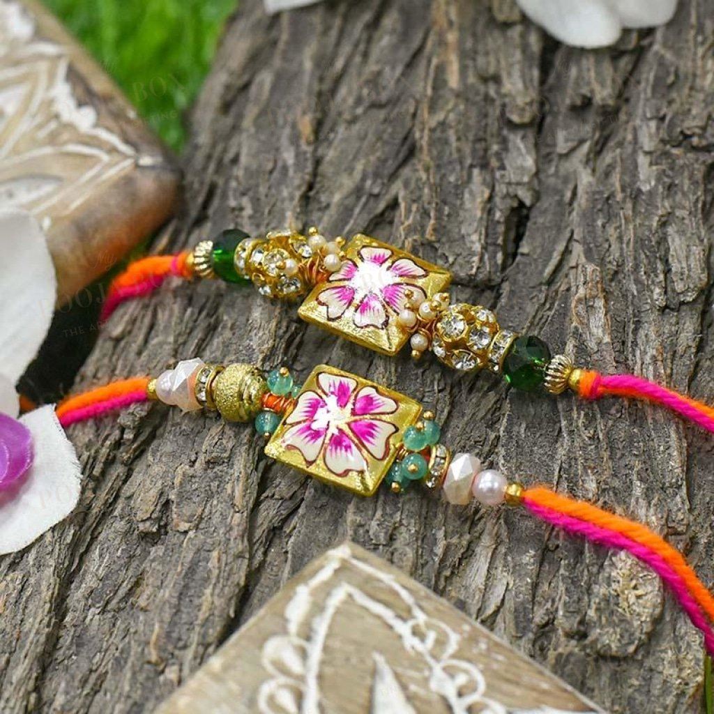 Stunning Hand-Painted Fancy Rakhi Set Of 2