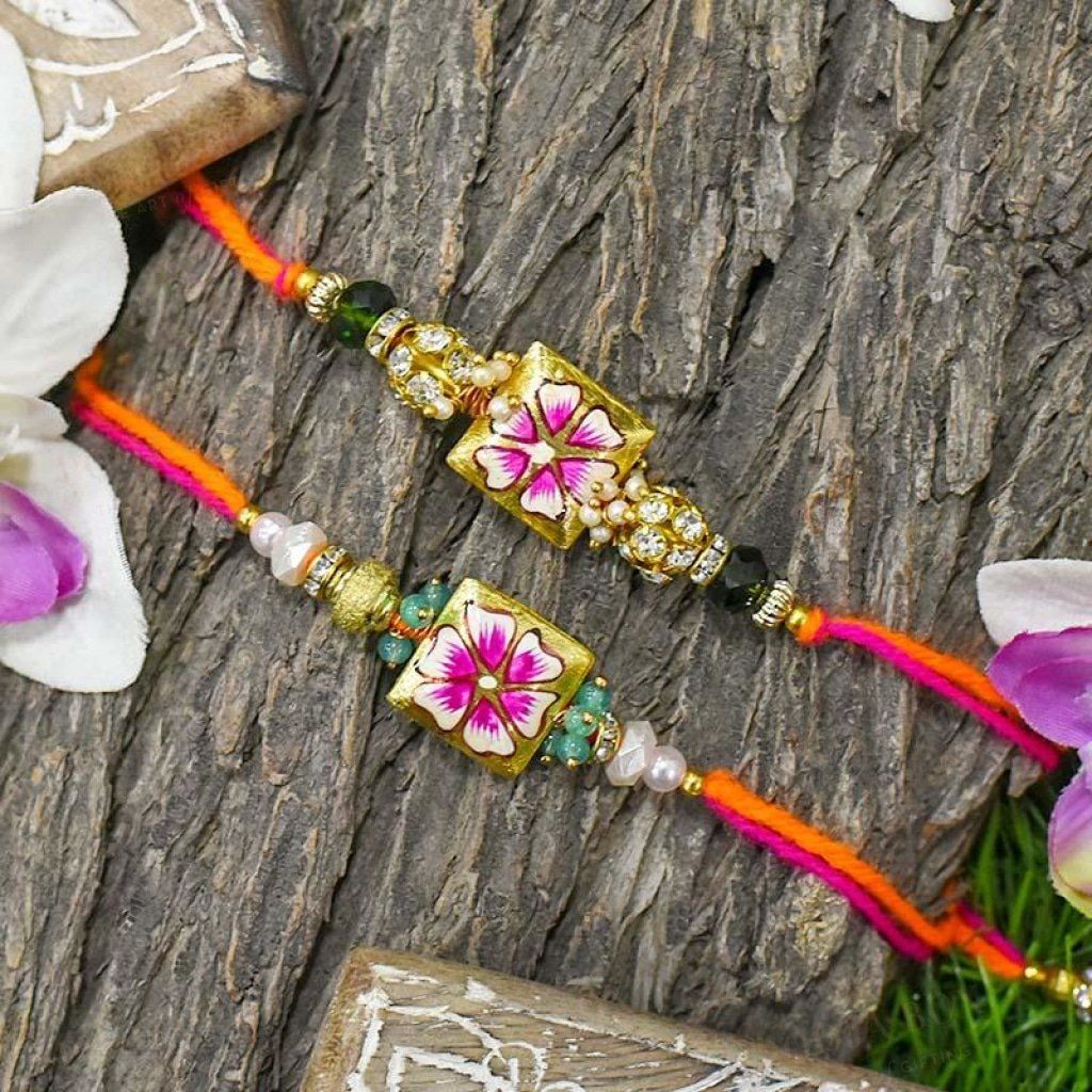 Stunning Hand-Painted Fancy Rakhi Set Of 2