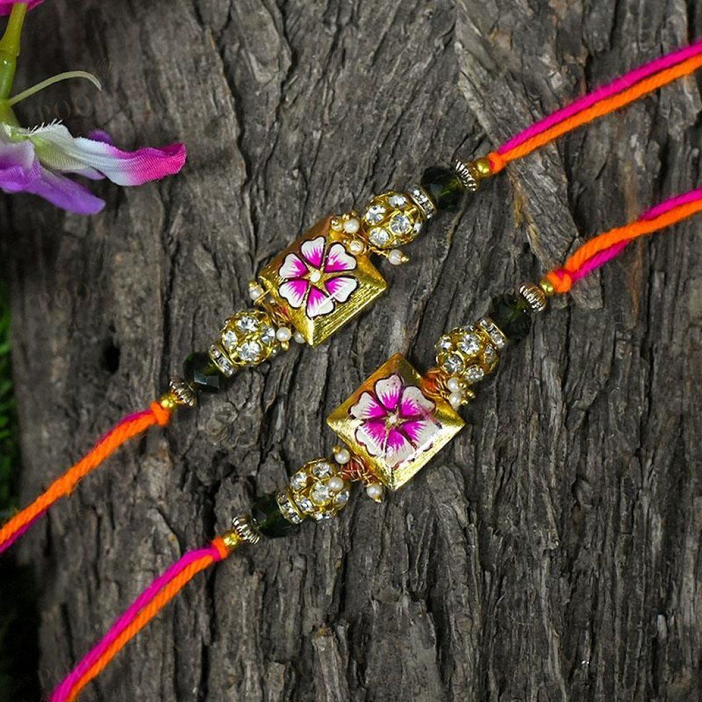 Stunning Hand-Painted Fancy Rakhi Set Of 2