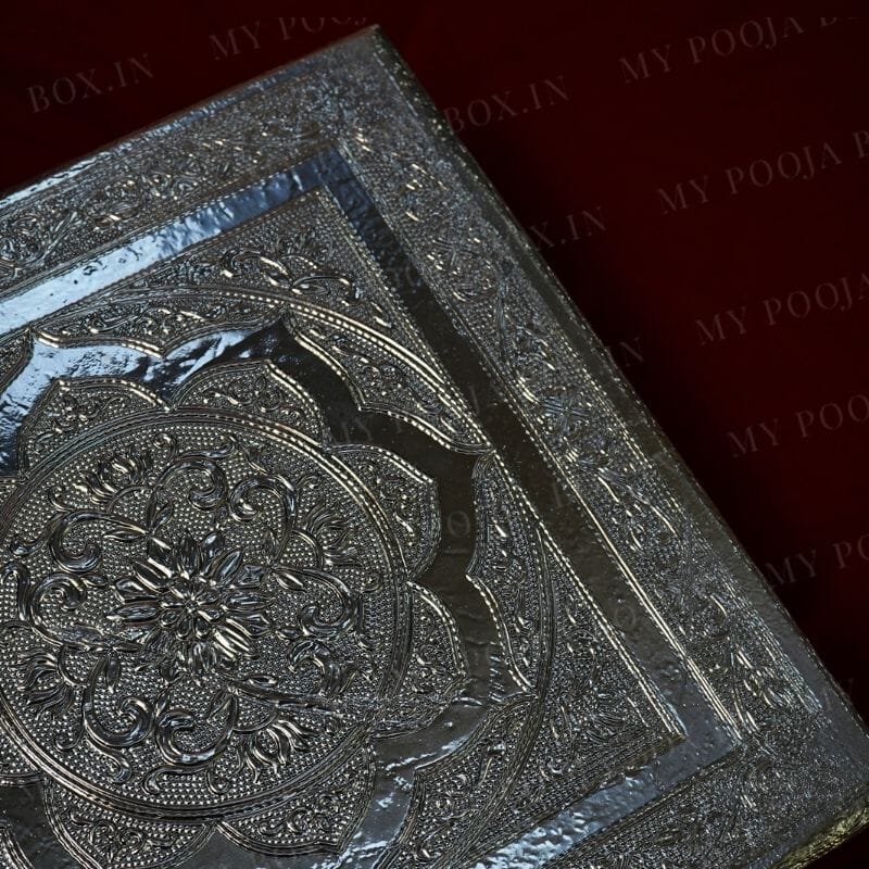 Floral Design Silver Pooja Chowki
