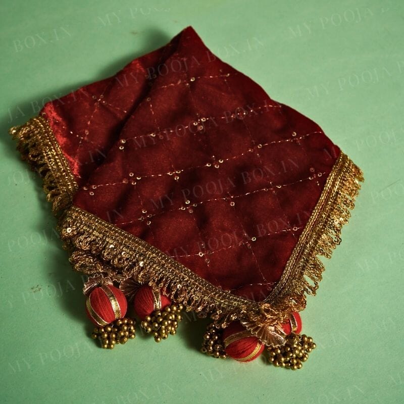 Handcrafted Red Velvet Aasan