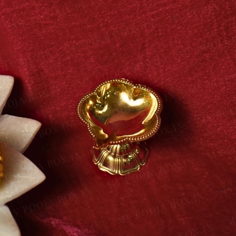 Traditional Floral Brass Diya