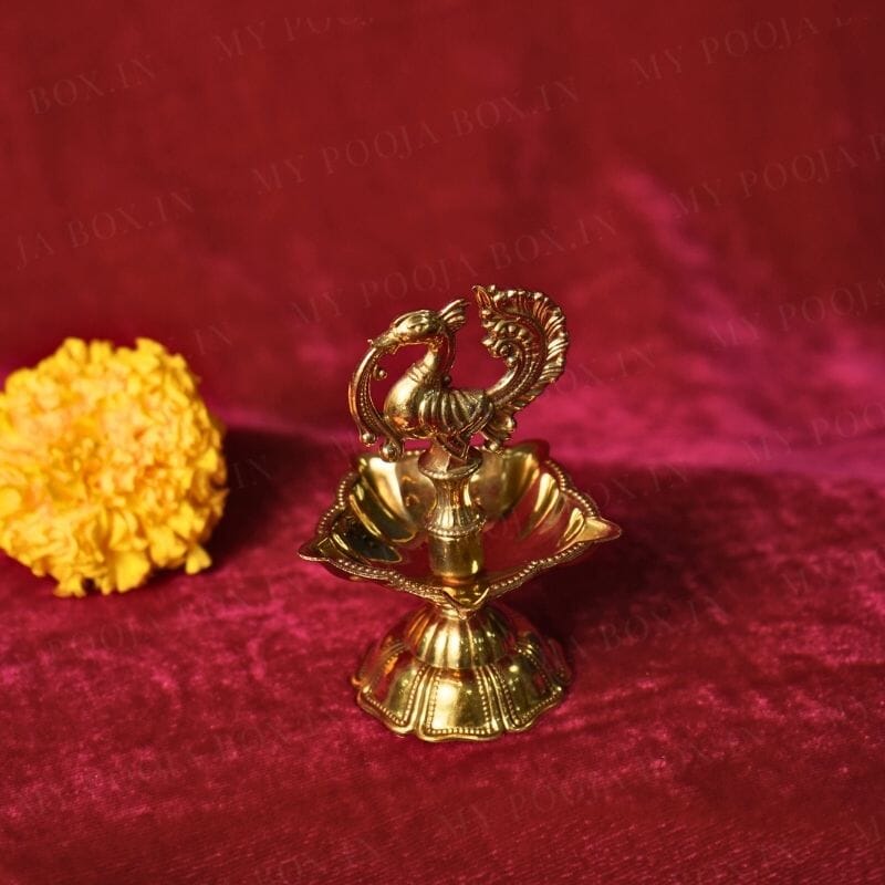 Traditional Peacock Brass Diya