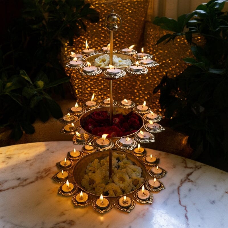 Exquisite Layer Deep Diya Urli Stand