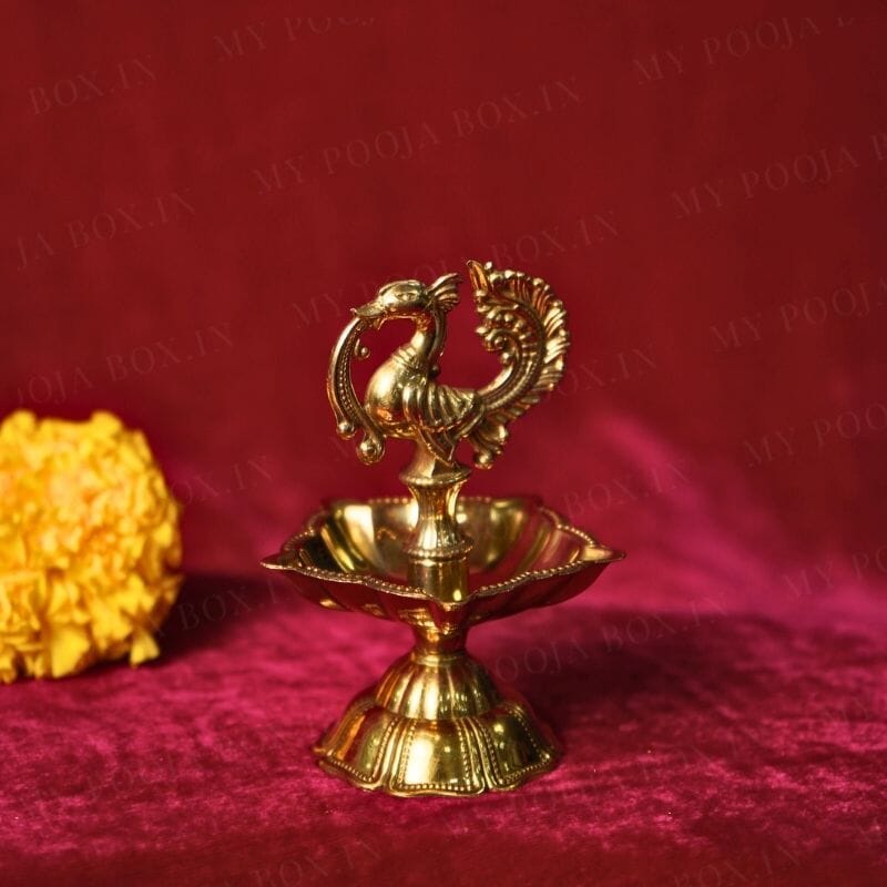 Traditional Peacock Brass Diya
