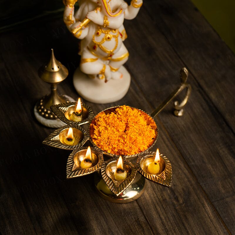 Panch Aarti Diya (Brass)