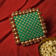 Red & Green Two Sided Aasan Pooja Mat with Bead Work