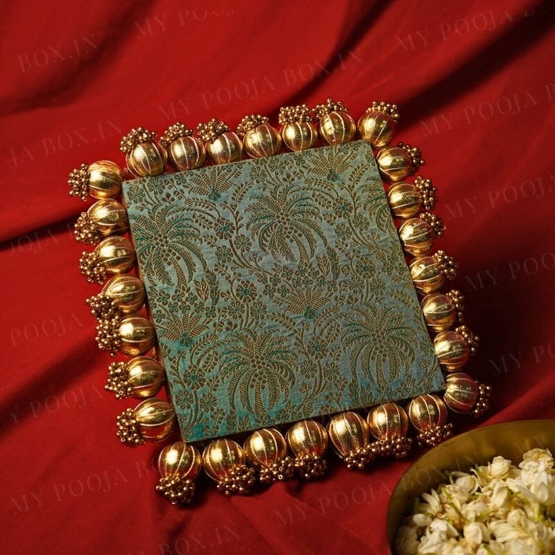 Square Two Sided Aasan Pooja Mat with Bead Work