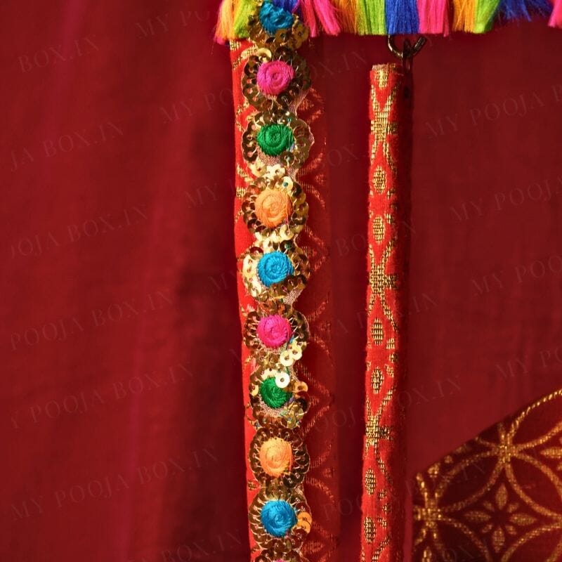 Handcrafted Red and Gold Krishan Jhula