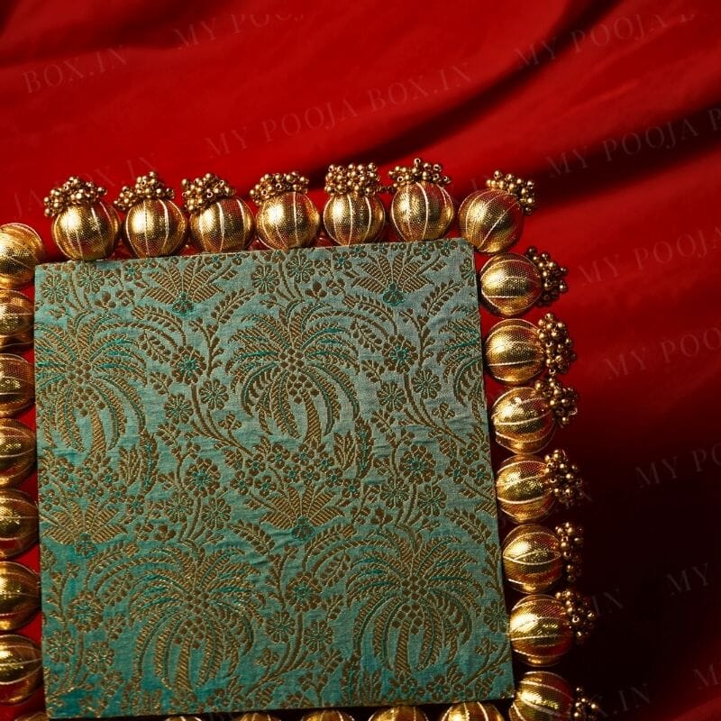 Square Two Sided Aasan Pooja Mat with Bead Work