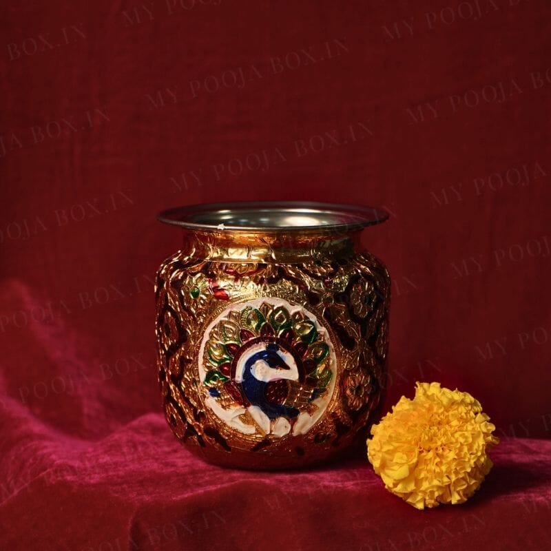 Meenakari Peacock Pooja Lota