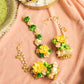 Floral Yellow Green Earring & Maang Tikka Set