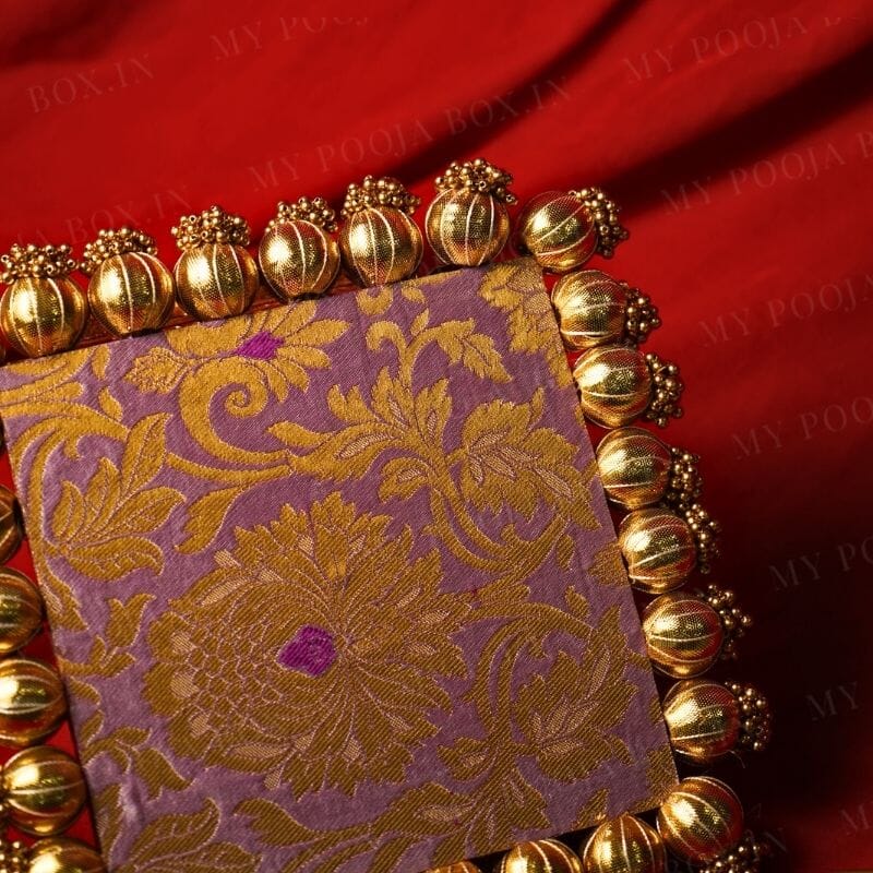 Square Two Sided Aasan Pooja Mat with Bead Work