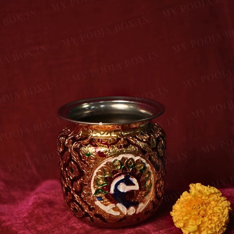 Meenakari Peacock Pooja Lota