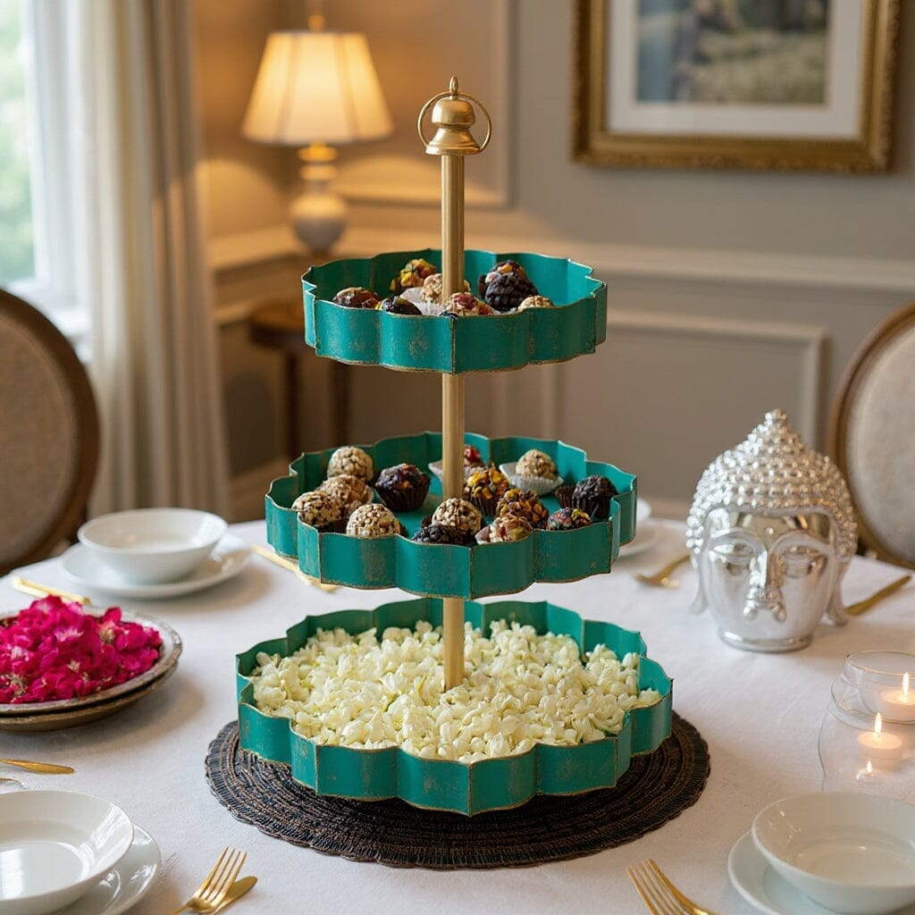 Traditional Layer Mint Green Urli/Dessert Stand