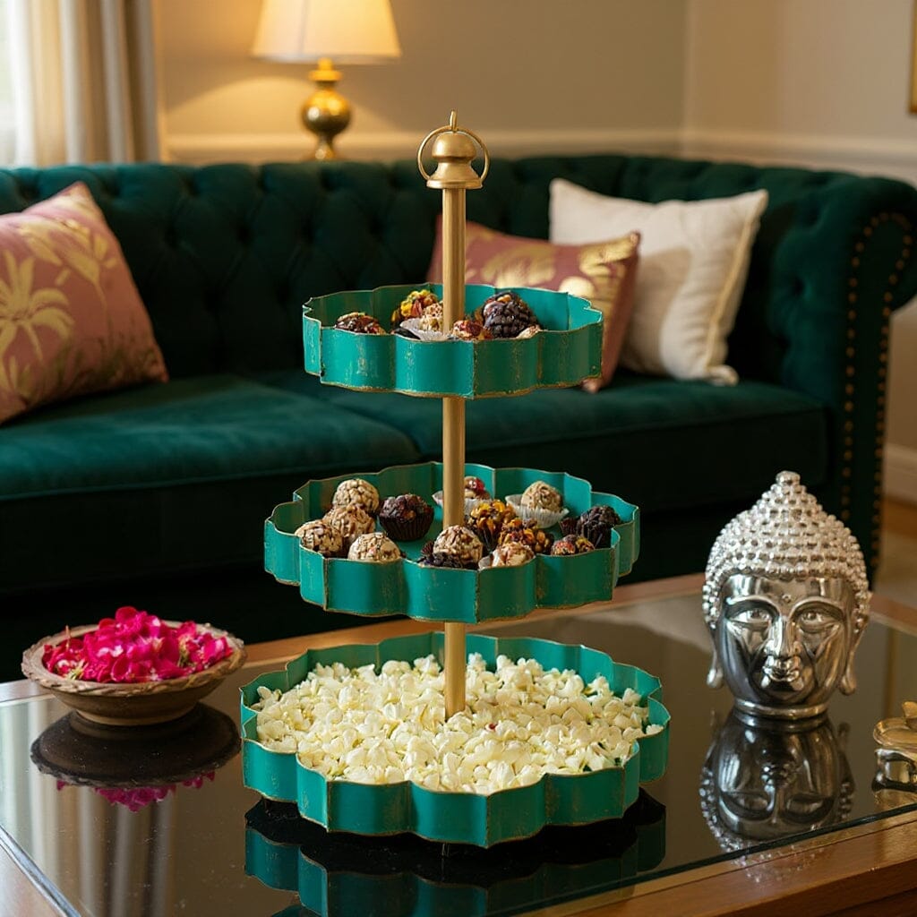 Traditional Layer Mint Green Urli/Dessert Stand
