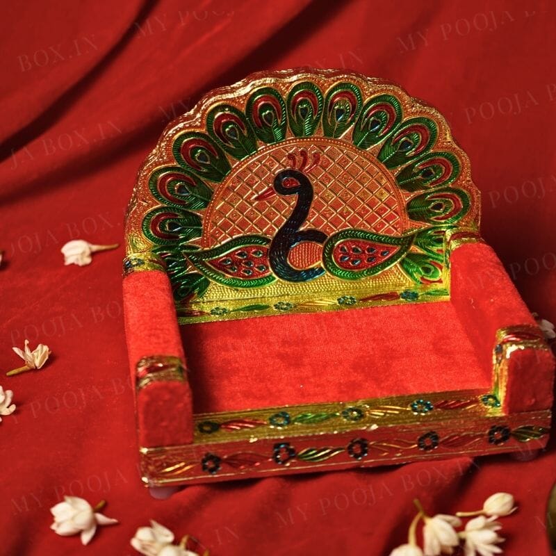 Traditional Minakari Bal Gopal Singhasan