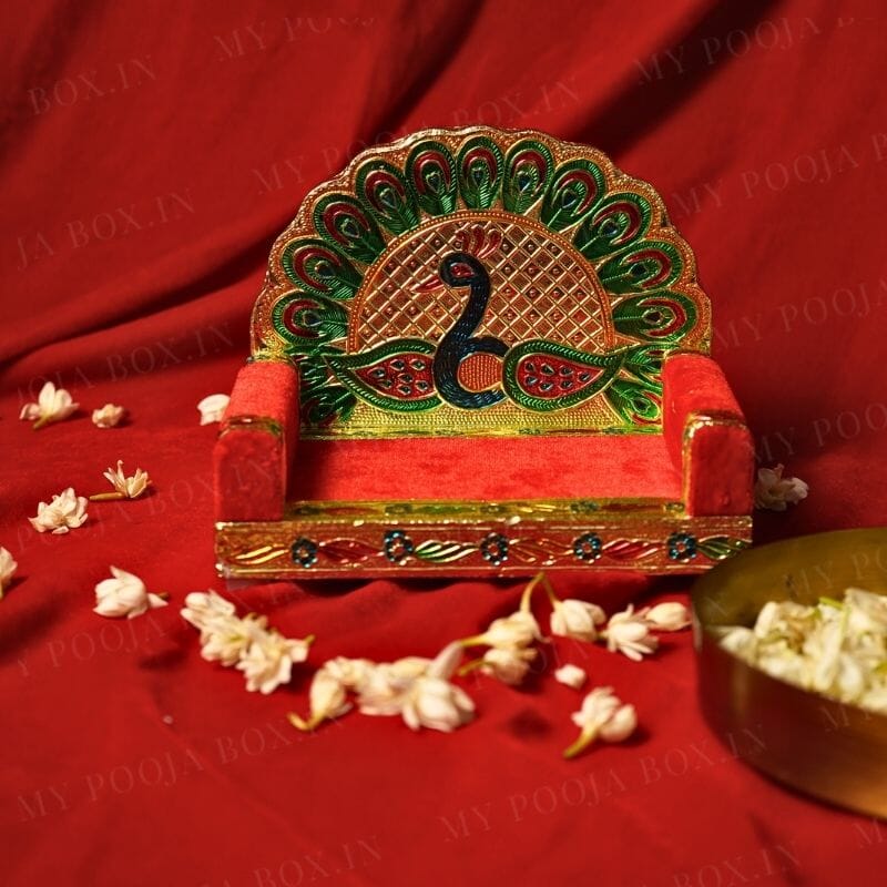 Traditional Minakari Bal Gopal Singhasan