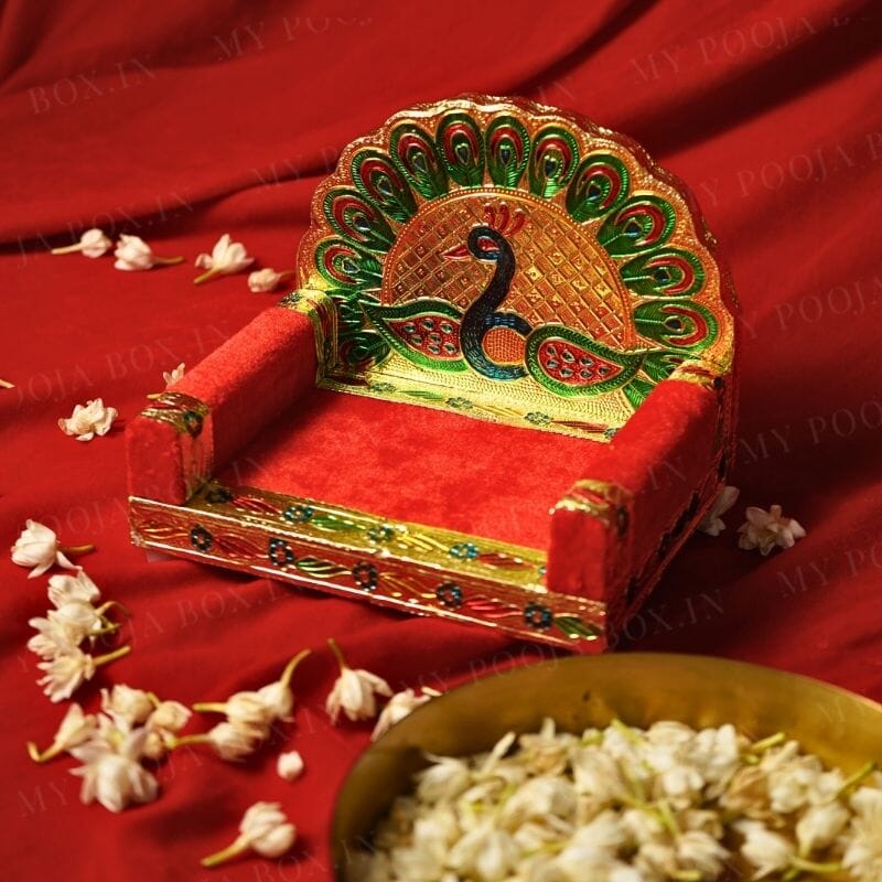 Traditional Minakari Bal Gopal Singhasan