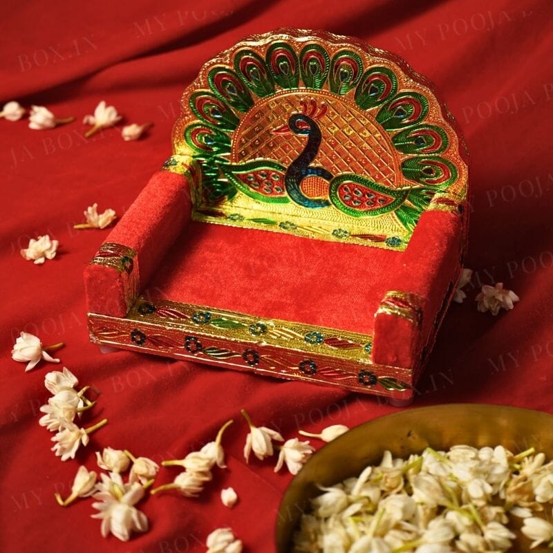 Traditional Minakari Bal Gopal Singhasan