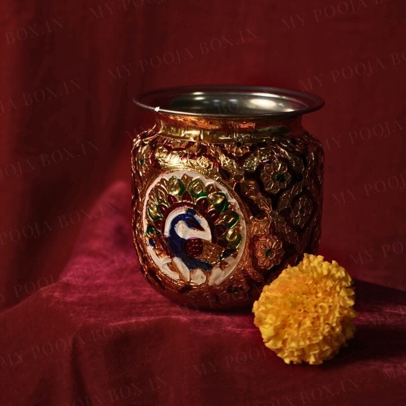 Meenakari Peacock Pooja Lota