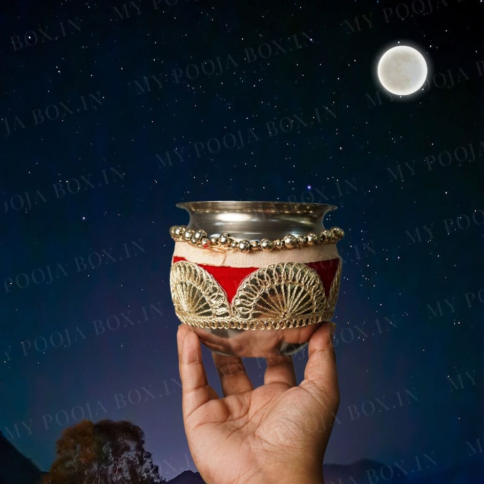 Bridal Red Gota Karwa Chauth Thali Set