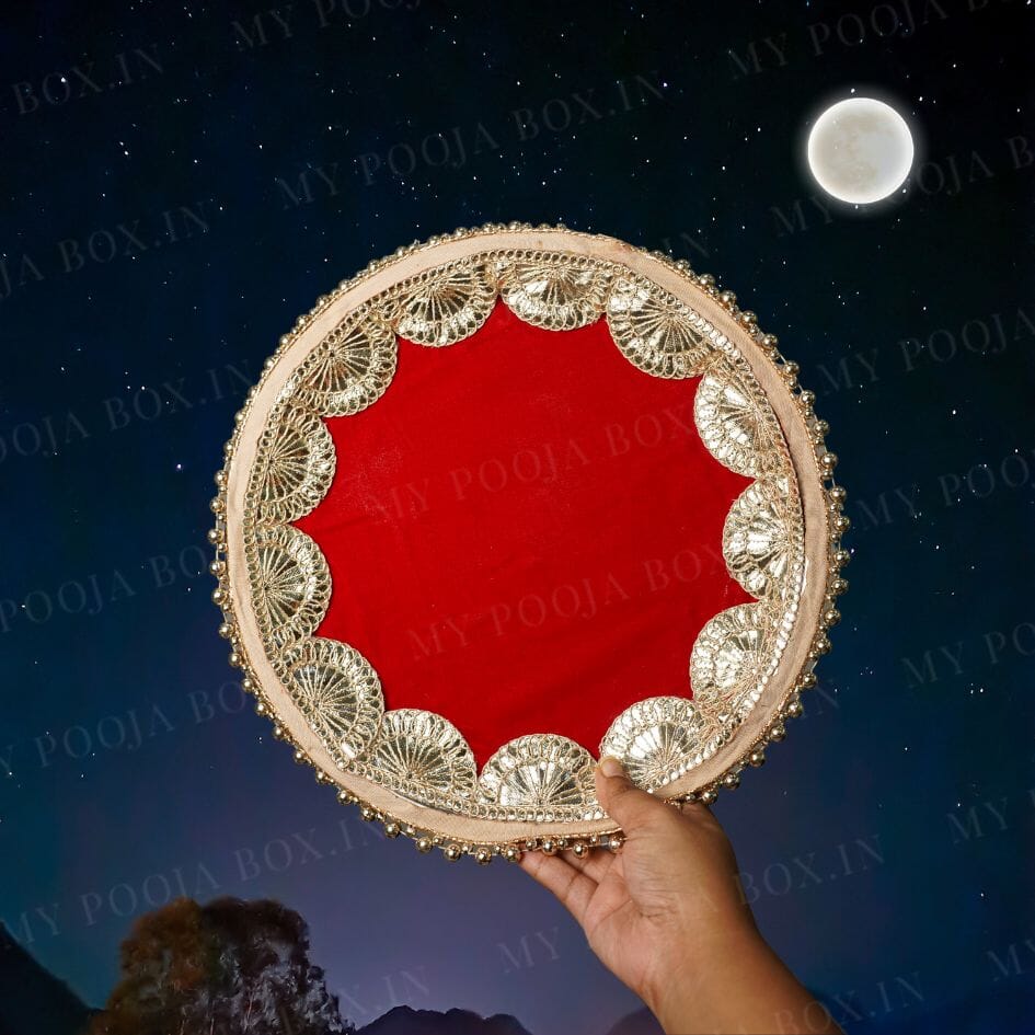 Bridal Red Gota Karwa Chauth Thali Set