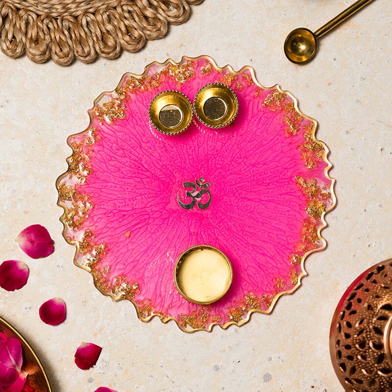 OM Resin Roli Pooja Thali 8"