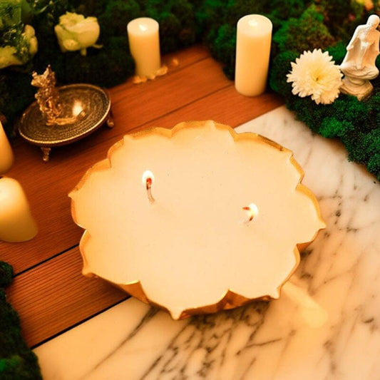 Brass Finish Floral Petite Candle Urli