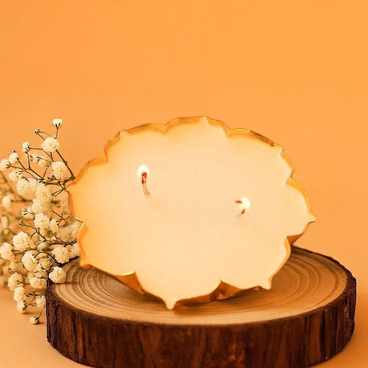 Brass Finish Floral Petite Candle Urli