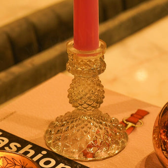 Glass Pillar Press Candle Stand 4Inch