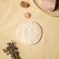 Selenite Round Charging Plate with Om Symbol – Reiki Healing Crystal Aura Chakra