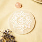 Selenite Round Charging Plate with Om Symbol – Reiki Healing Crystal Aura Chakra