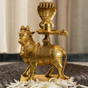 Handcrafted Brass Standing Nandi With Shivling